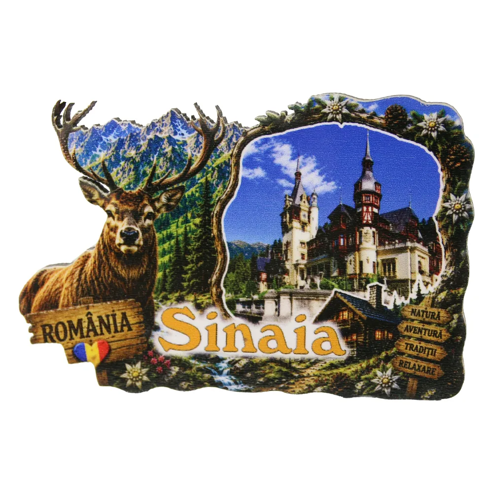 Magnet de frigider din lemn Sinaia 9.5 x 6.5 cm