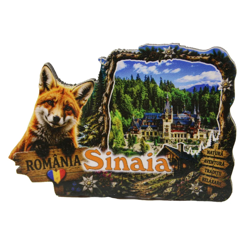 Magnet de frigider din lemn Sinaia 9.5 x 6.5 cm