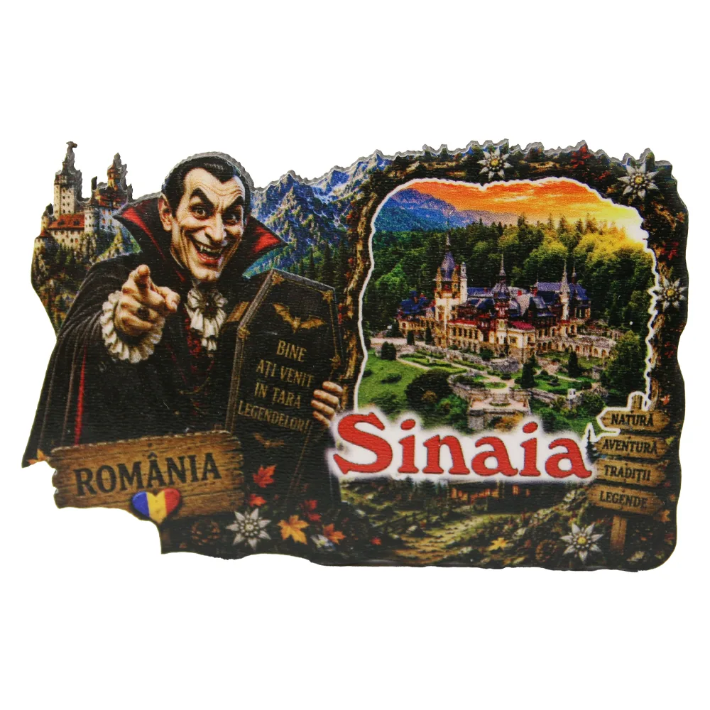 Magnet de frigider din lemn Sinaia 9.5 x 6 cm