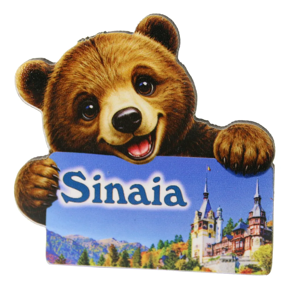 Magnet de frigider din lemn Sinaia 7.5 x 7.5 cm