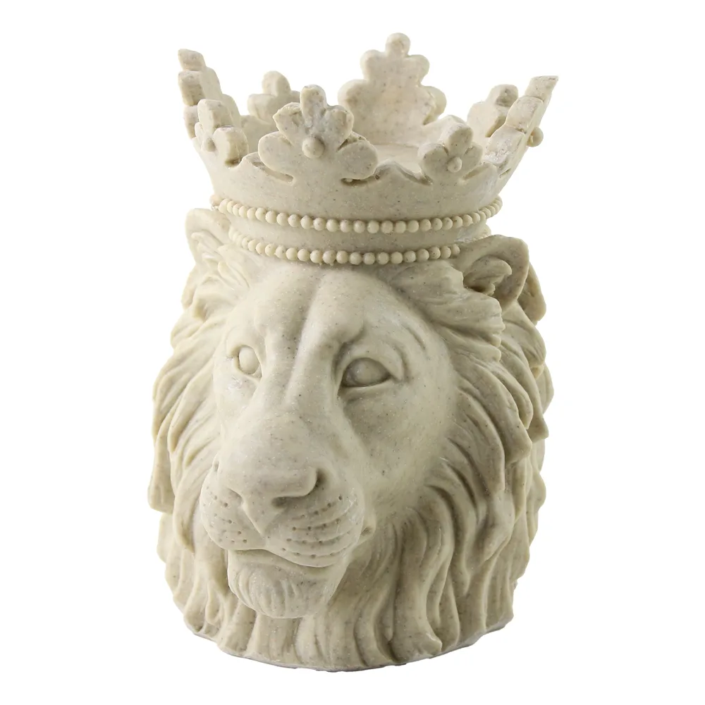 Decoratiune cap de leu cu coroana din rasina 14 x 18 cm