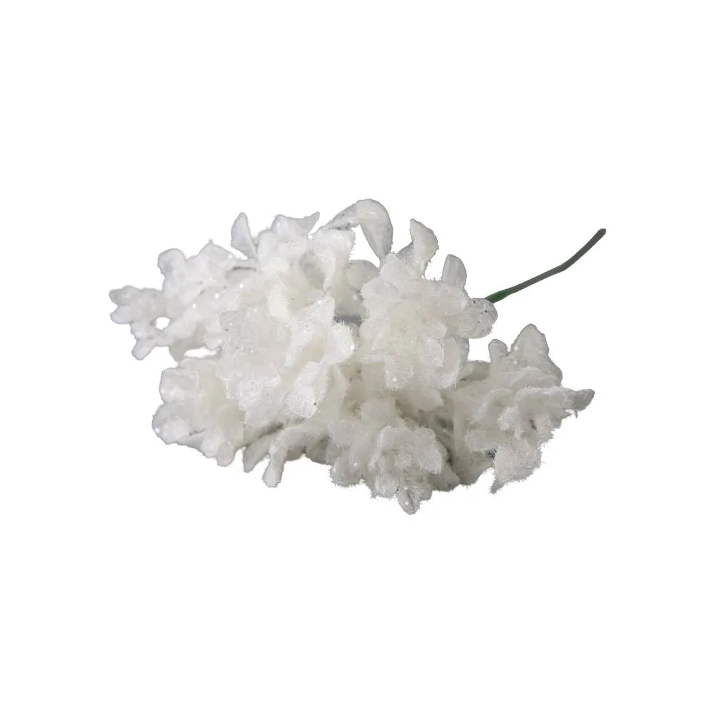 Pick decorativ cu flori albe si sclipici 24 cm Pick decorativ cu flori albe si sclipici 24 cm
