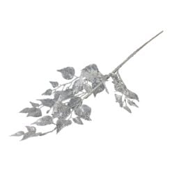 Creanga decorativa cu frunze argintii 90 cm