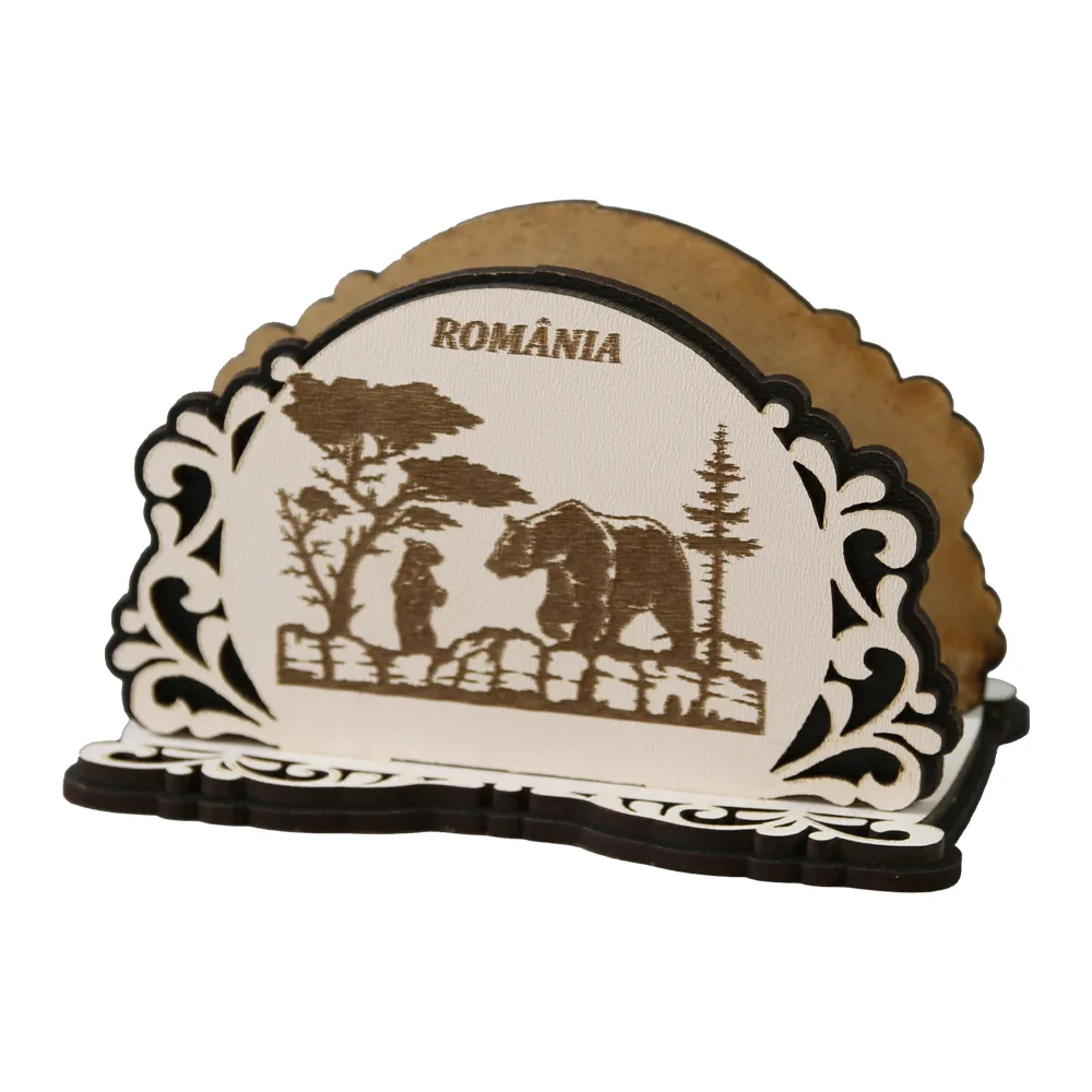 Suport servetele din lemn Romania 11 x 7 cm
