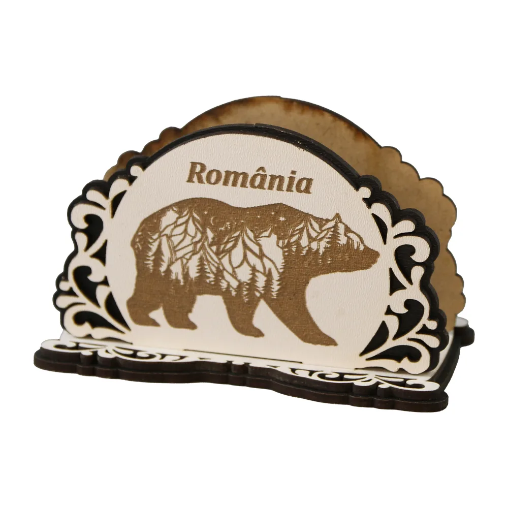 Suport servetele din lemn Romania 11 x 7 cm
