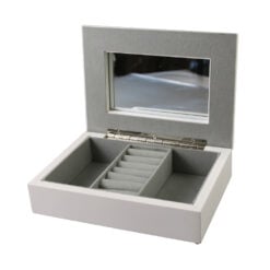 Caseta de bijuterii din lemn cu placa metalica florala 18 x 12.5 cm