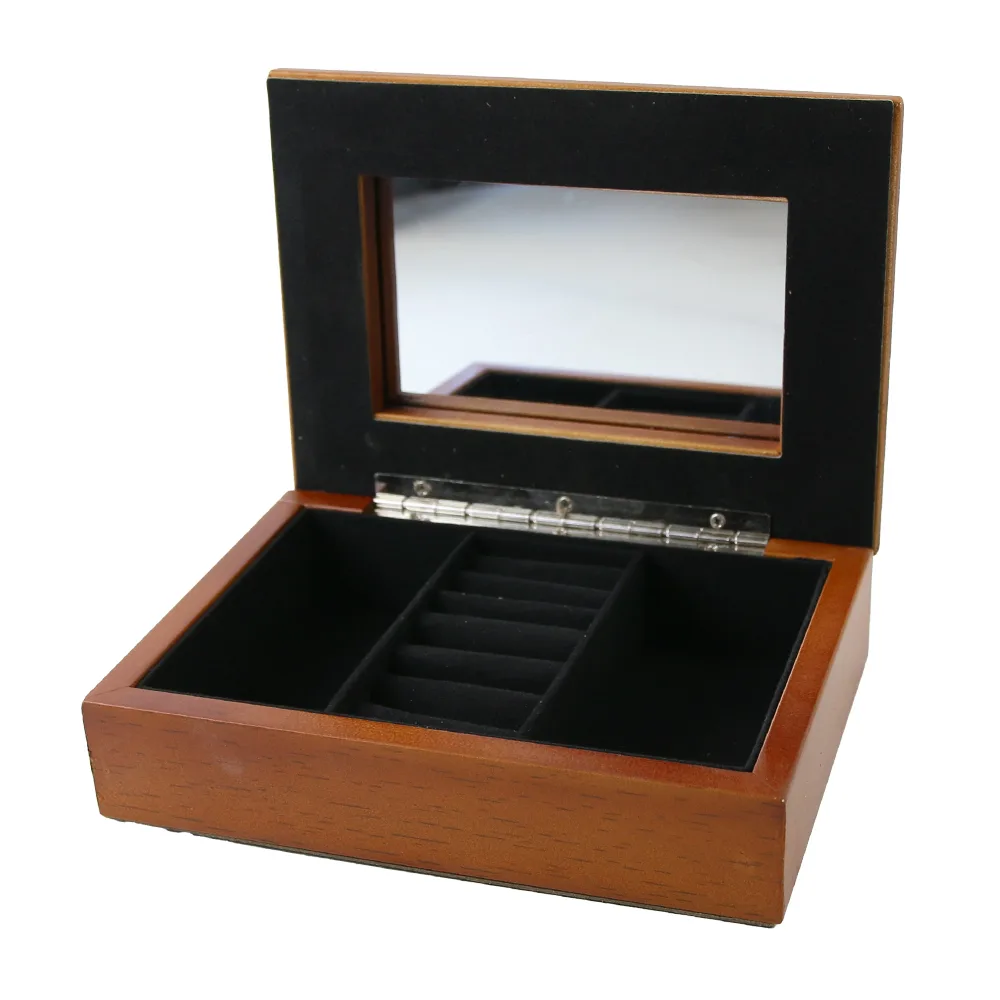 Caseta de bijuterii din lemn cu placa metalica florala 18 x 12.5 cm