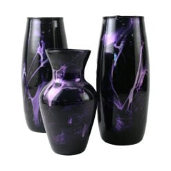 Set 3 vaze din sticla negru cu mov 27.5/21 cm - Gold Glass