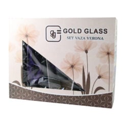Set 3 vaze din sticla negru cu mov 27.5/21 cm - Gold Glass
