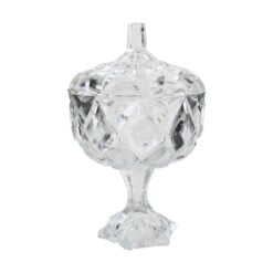 Bomboniera din sticla cu picior s capac 13 x 14/22 cm