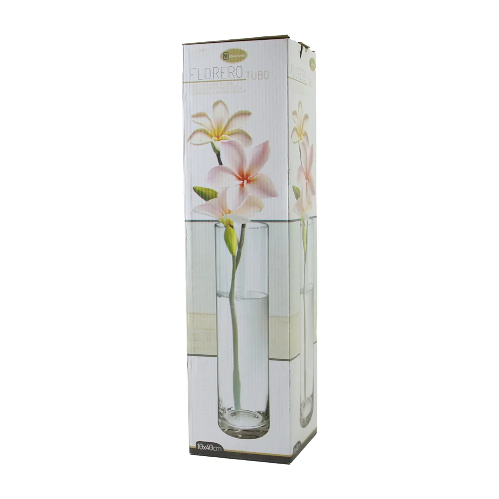 Vaza cilindrica din sticla transparenta Florero 10 x 40 cm