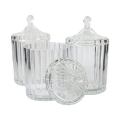 Set 3 recipiente din sticla cu capac 10 x 18 cm