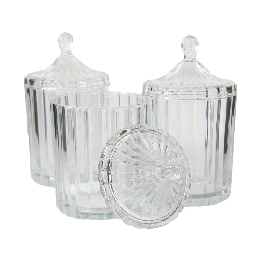 Set 3 recipiente din sticla cu capac 10 x 18 cm Set 3 recipiente din sticla cu capac 10 x 18 cm