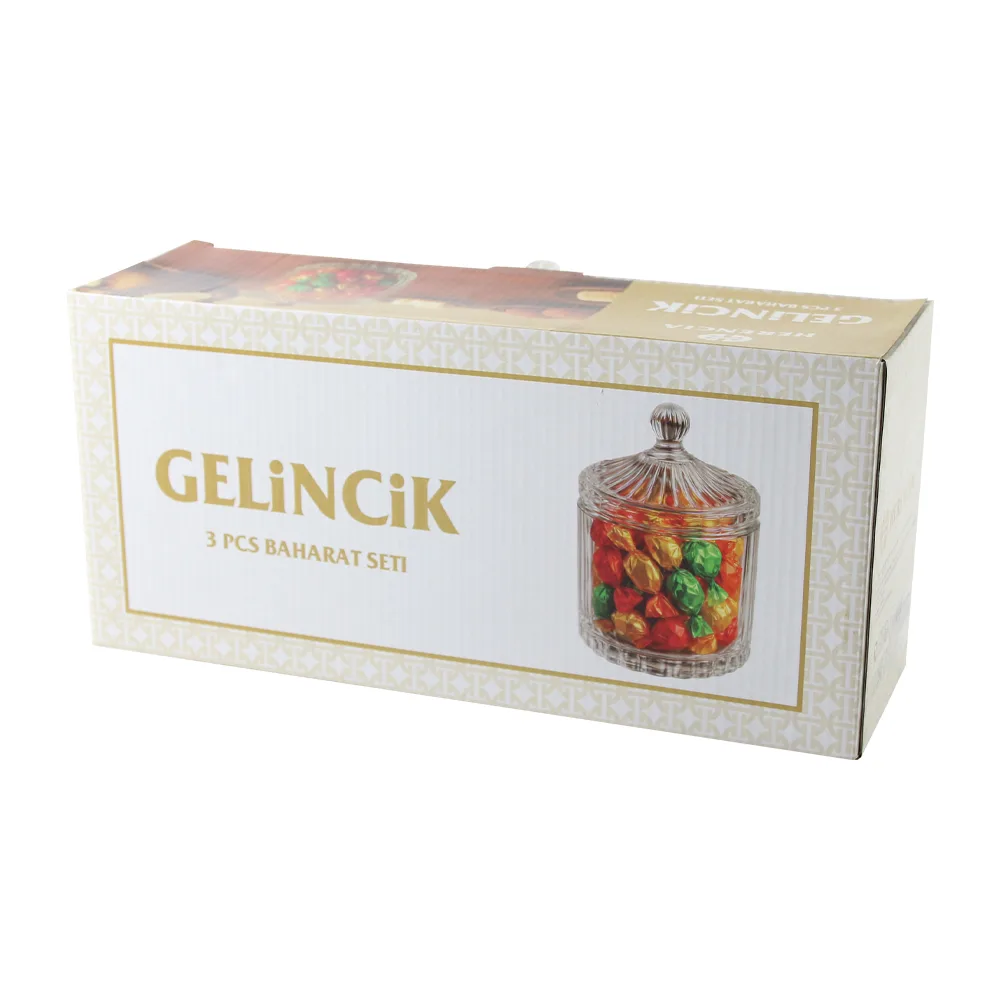 Set 3 recipiente din sticla cu capac 10 x 18 cm Set 3 recipiente din sticla cu capac 10 x 18 cm