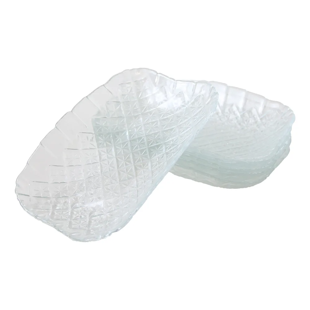 Set 6 platouri dreptunghiulare din sticla 19.5 x 13.5 cm Set 6 platouri dreptunghiulare din sticla 19.5 x 13.5 cm