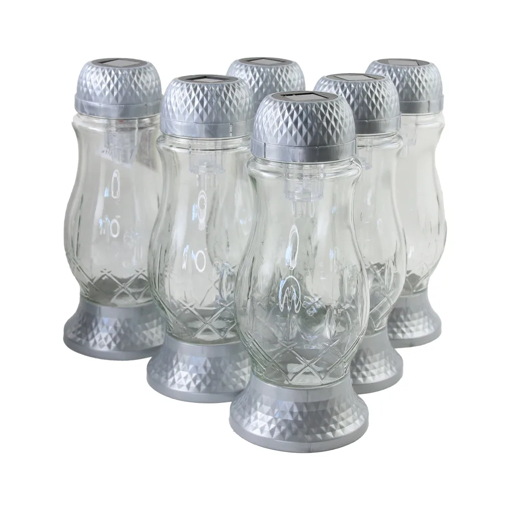 Set 6 candele solare din sticla pentru cimitir - 24 cm