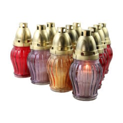 Set 10 candele din sticla colorata pentru cimitir