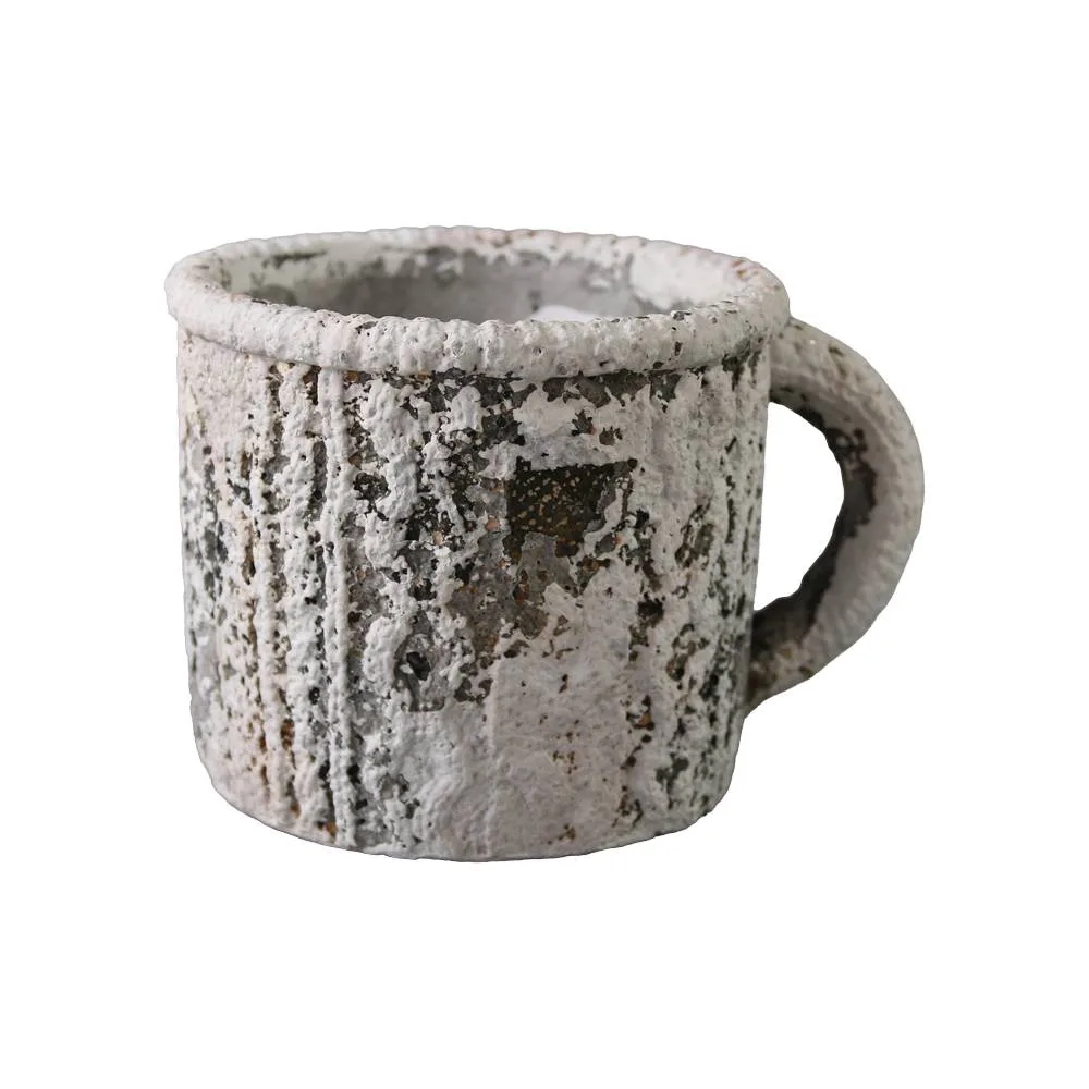 Ghiveci decorativ tip cana din piatra cu aspect rustic 11 x 9 cm Ghiveci decorativ tip cana din piatra cu aspect rustic 11 x 9 cm
