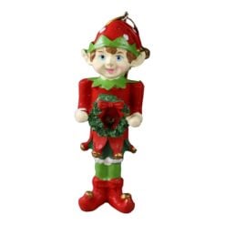 Figurina decorativa Spiridus cu coronita din rasina 12 cm