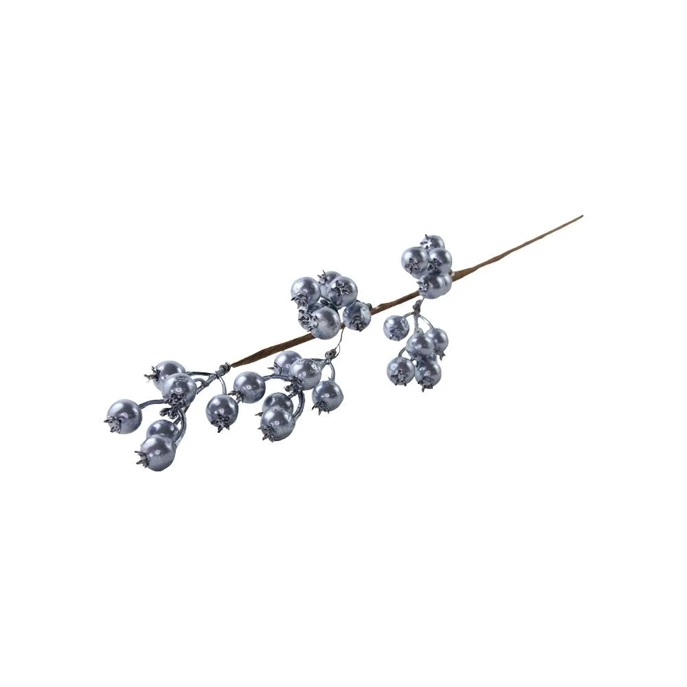 Creanga decorativa cu bobite argintii 60 cm