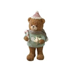 Figurina decorativa Ursulet din rasina cu brad/steluta 15 cm