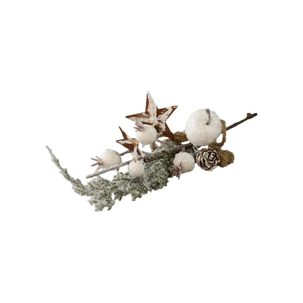 Pick decorativ cu bobite si stelute cu aspect ruginit 35 cm