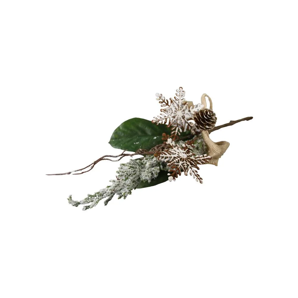 Pick decorativ cu con de brad si stelute cu aspect ruginit 34 cm