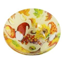 Bol din sticla cu decor de toamna si spiridusi 15 x 5.5 cm