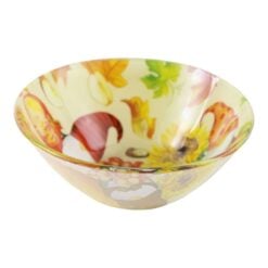 Bol din sticla cu decor de toamna si spiridusi 15 x 5.5 cm