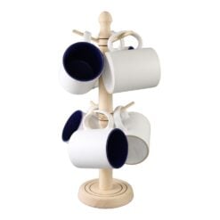 Set 6 cani din ceramica cu suport din lemn