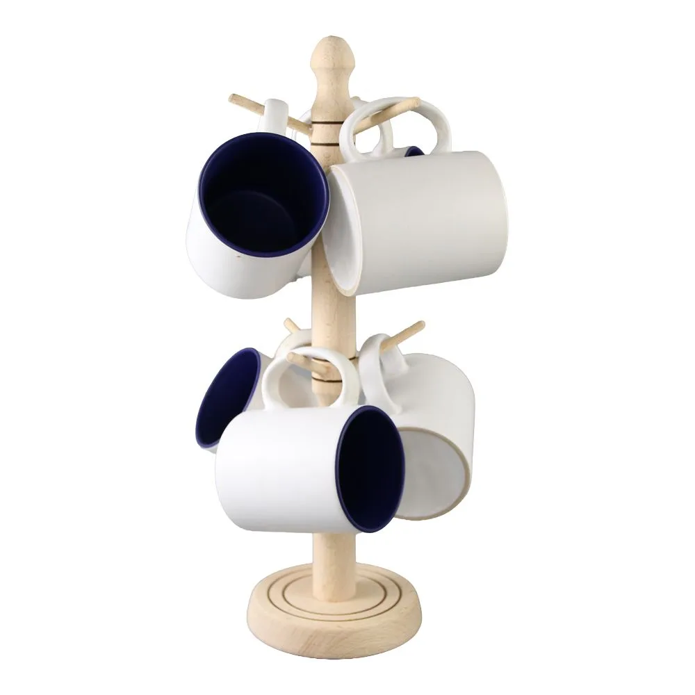Set 6 cani din ceramica cu suport din lemn Set 6 cani din ceramica cu suport din lemn
