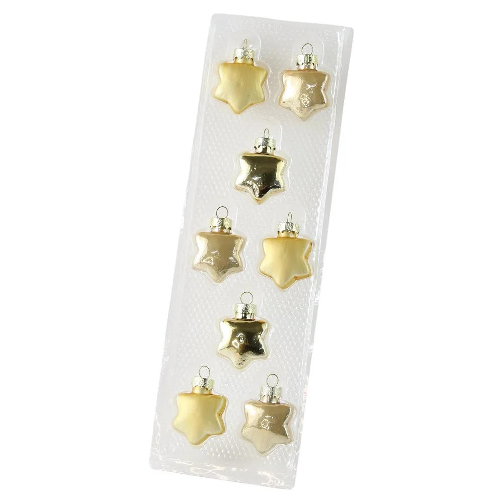 Set 8 globuri de brad aurii din sticla 3x4 cm