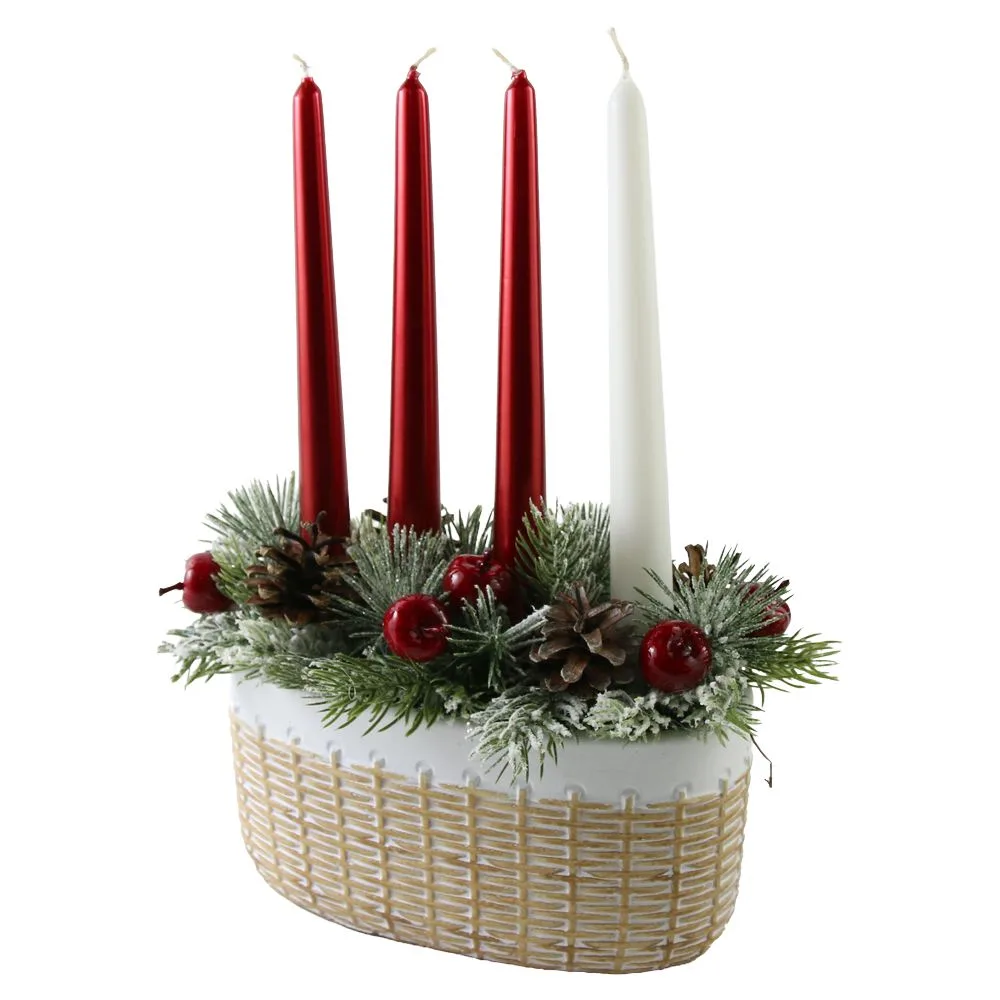 Aranjament de Advent cu 4 lumanari in ghiveci 25x30 cm