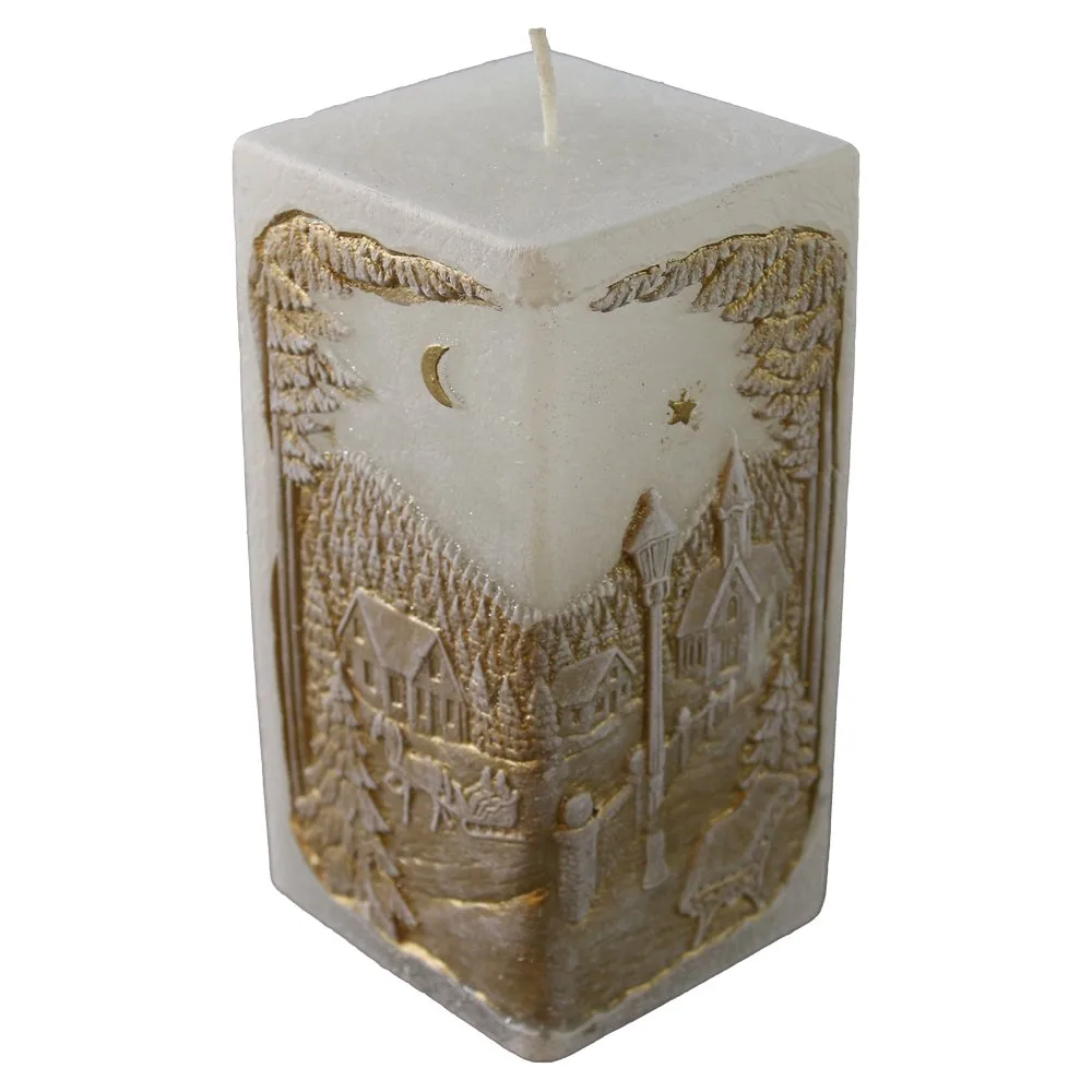 Lumanare de Craciun Peisaj de iarna 7x14 cm
