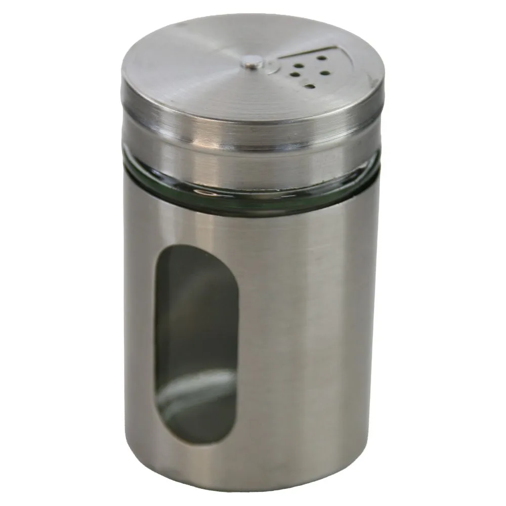 Recipient pentru condimente din sticla si inox cu capac rotativ 5x8 cm