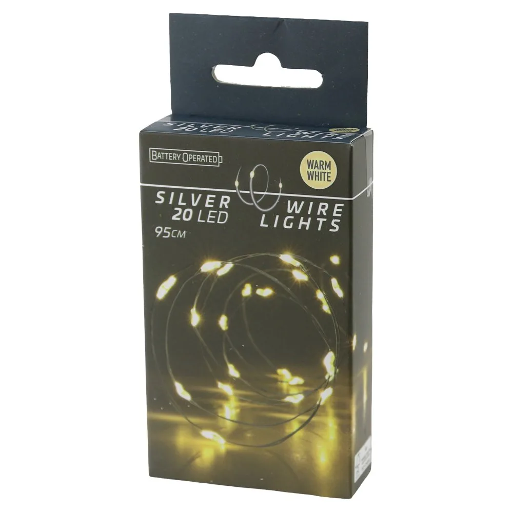Instalatie LED de Craciun pe fir argintiu