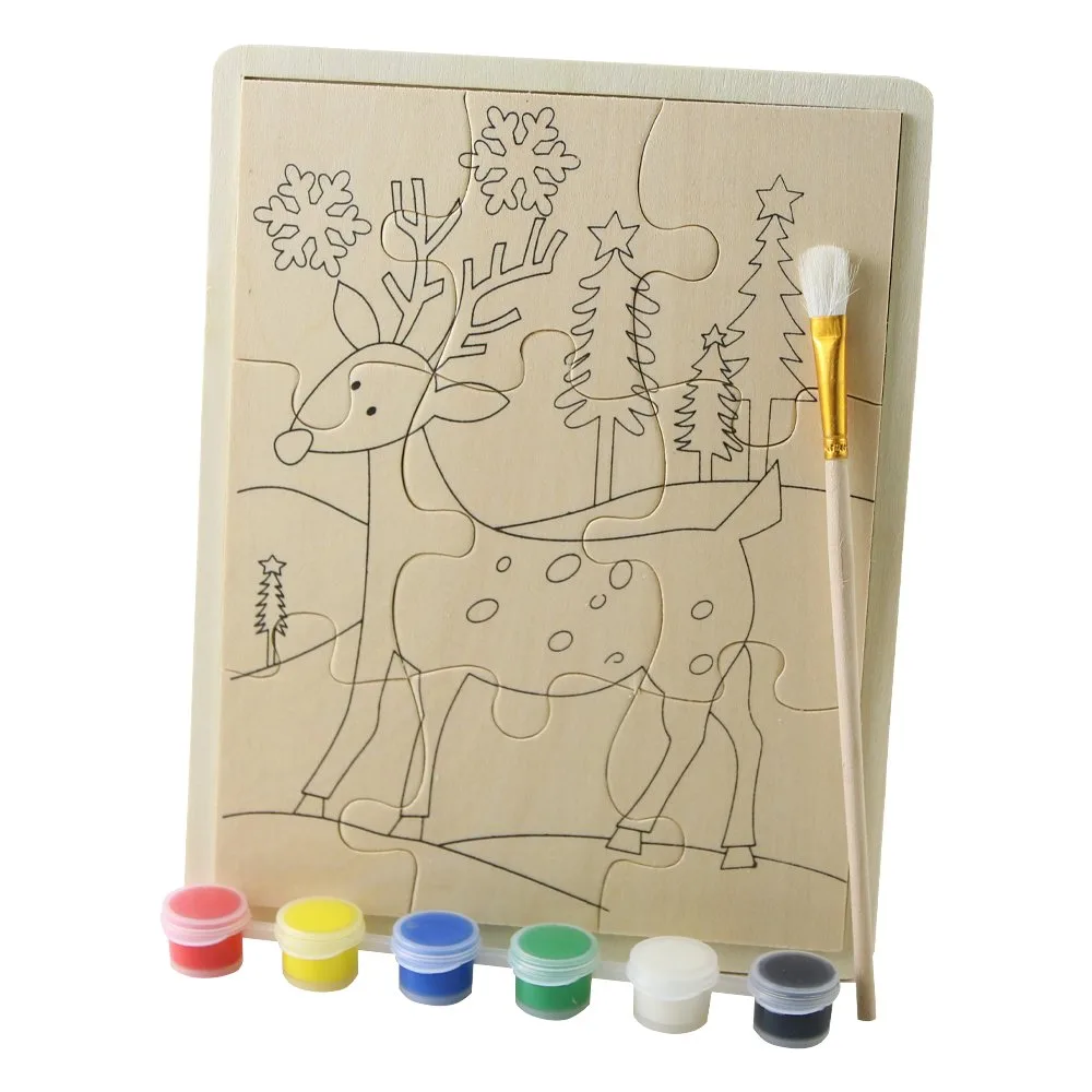 Puzzle de Craciun din lemn de pictat
