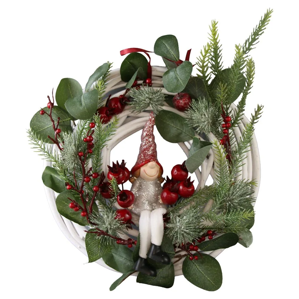 Coronita decorativa de Craciun pentru usa cu figurina 30 cm