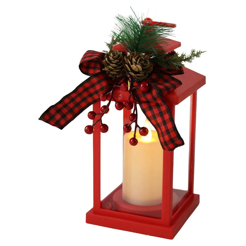 Felinar decorativ de Craciun cu lumanare LED 10x21 cm Felinar decorativ de Craciun cu lumanare LED 10x21 cm