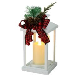 Felinar decorativ de Craciun cu lumanare LED 10x21 cm