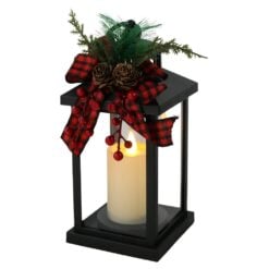 Felinar decorativ de Craciun cu lumanare LED 10x21 cm