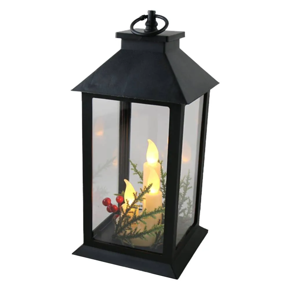 Felinar decorativ din plastic cu lumanare LED 14x27 cm