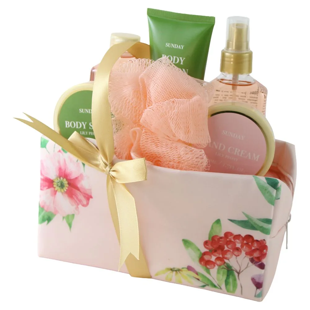 Set cadou SPA Sunday 6 piese cu geanta de toaleta Lil Peony