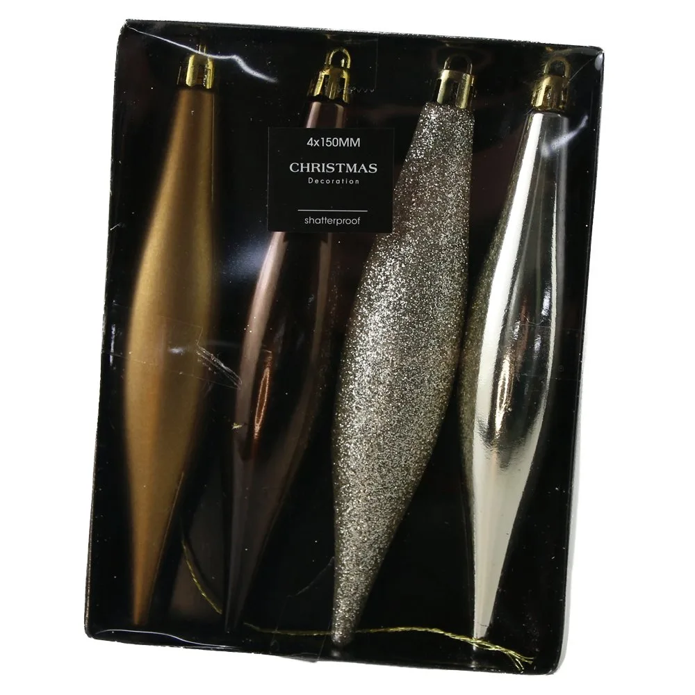 Set 4 globuri tip turturi pentru brad
