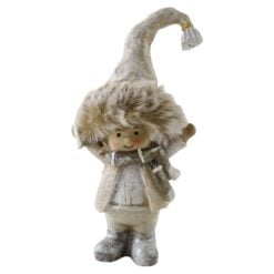 Figurina de Craciun Copilas cu caciula de blana