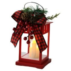 Felinar decorativ de Craciun cu lumanari LED 8x15 cm