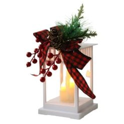 Felinar decorativ de Craciun cu lumanari LED 8x15 cm