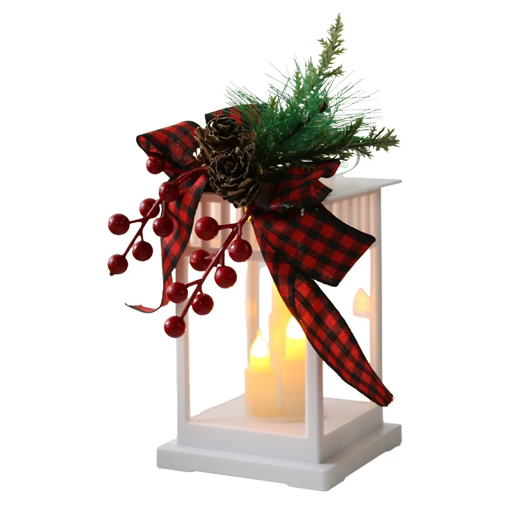 Felinar decorativ de Craciun cu lumanari LED 8x15 cm
