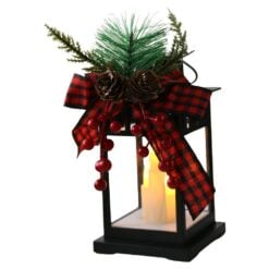 Felinar decorativ de Craciun cu lumanari LED 8x15 cm