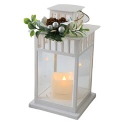 Felinar decorativ de Craciun cu lumanare LED 12x22 cm